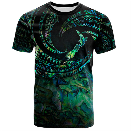 New Zealand T-Shirt Tribal Wave Papua Shell With Map