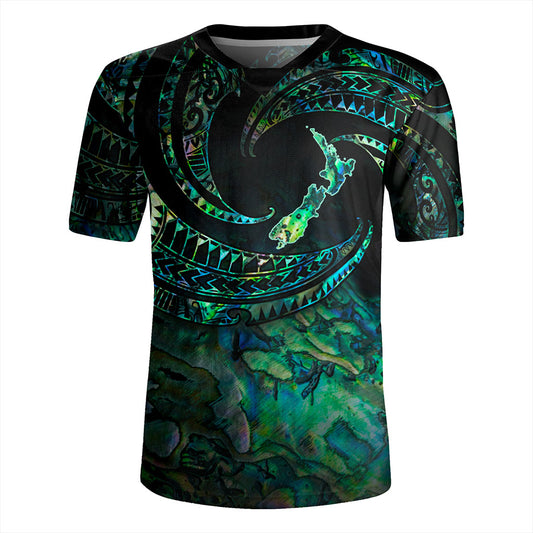 New Zealand Rugby Jersey Tribal Wave Papua Shell With Map