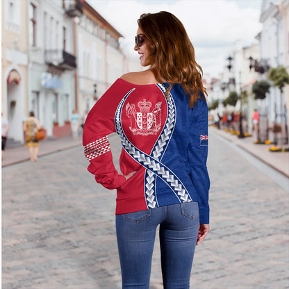 New Zealand Off Shoulder Sweatshirt Tribal Polynesian In My Heart