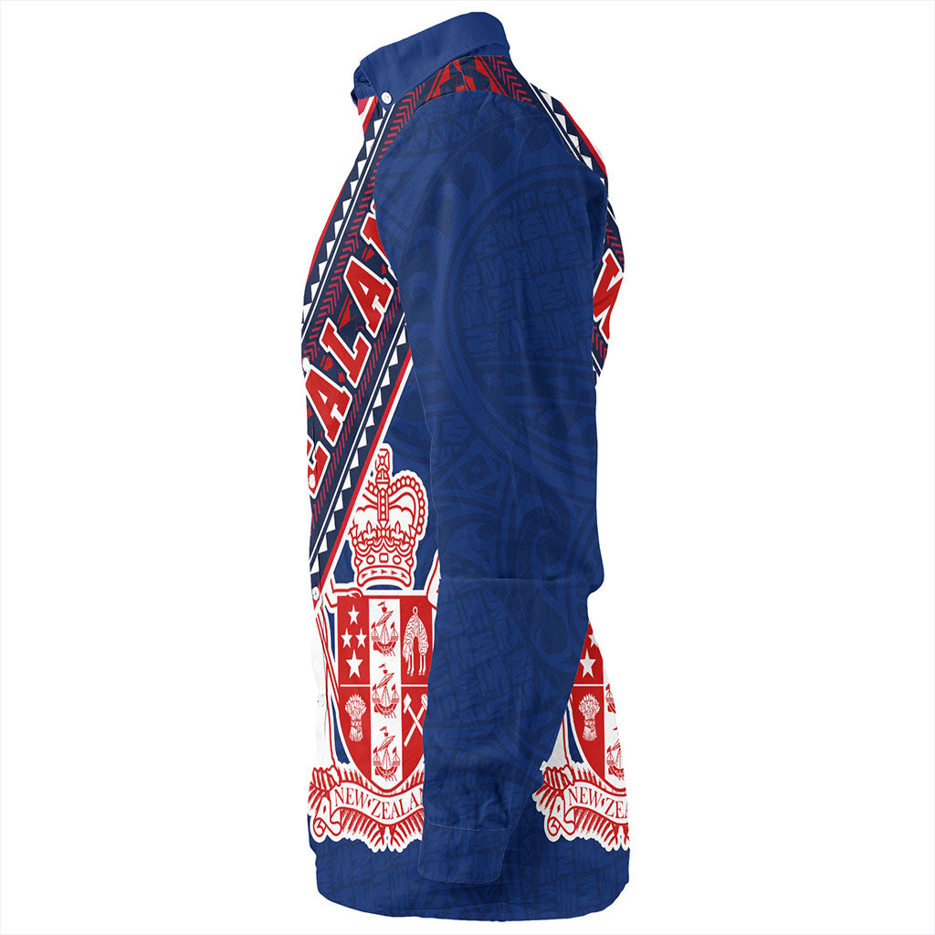 New Zealand Long Sleeve Shirt Flag And Coat Of Arms