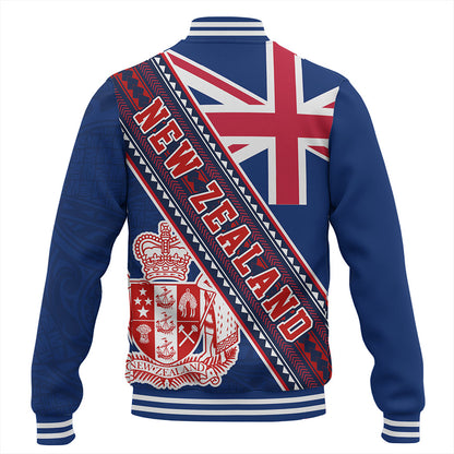 New Zealand Baseball Jacket Flag And Coat Of Arms