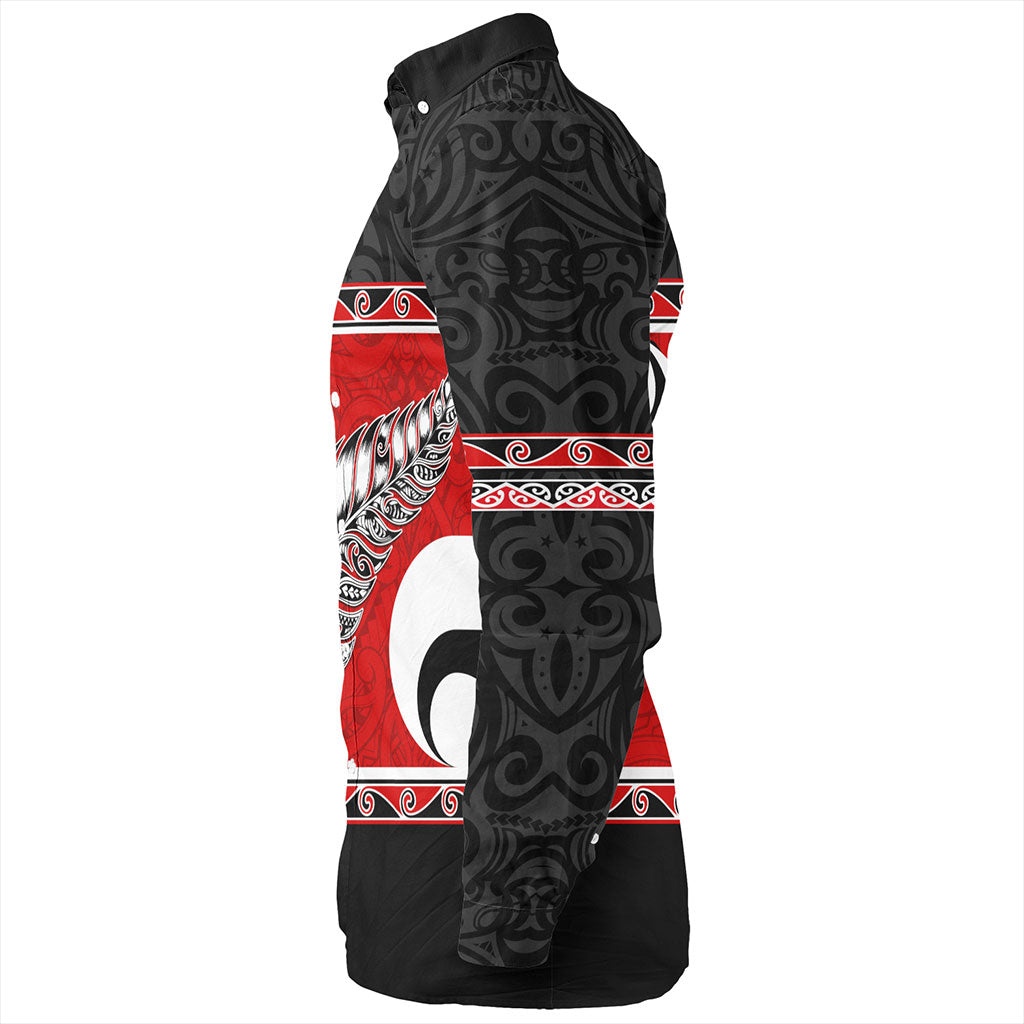 New Zealand Long Sleeve Shirt Silver Fern Flag Style