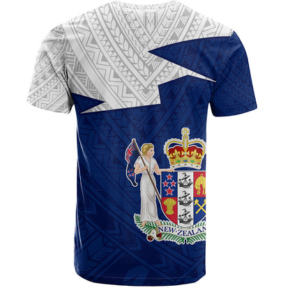 New Zealand T-Shirt Polynesian Tattoo Flag And Coat Of Arms