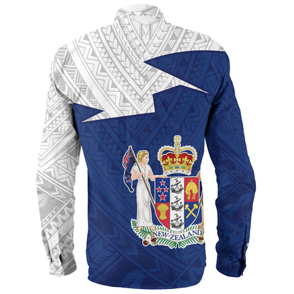 New Zealand Long Sleeve Shirt Polynesian Tattoo Flag And Coat Of Arms