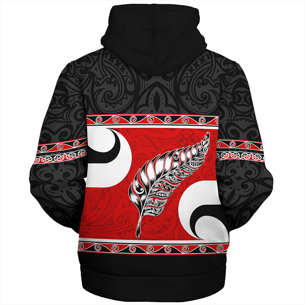 New Zealand Sherpa Hoodie Silver Fern Flag Style