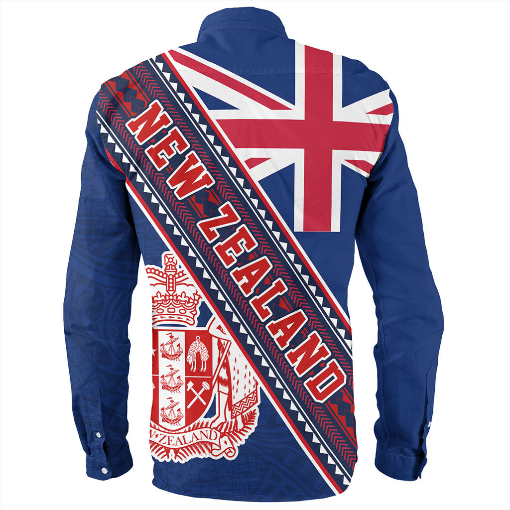 New Zealand Long Sleeve Shirt Flag And Coat Of Arms