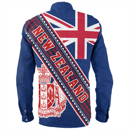New Zealand Long Sleeve Shirt Flag And Coat Of Arms