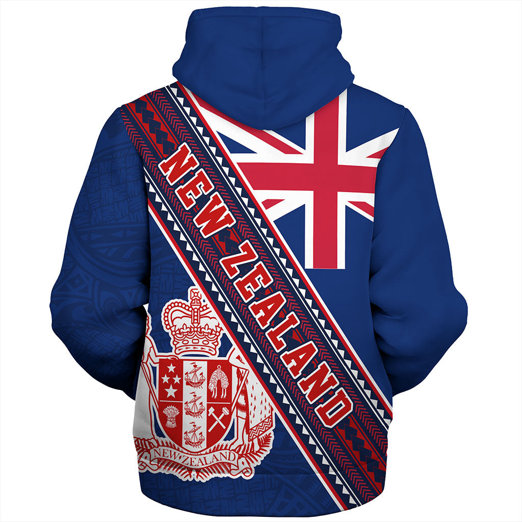 New Zealand Sherpa Hoodie Flag And Coat Of Arms