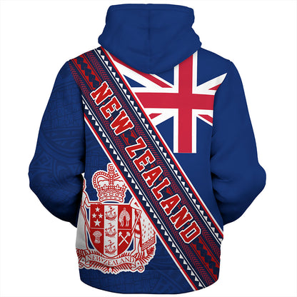 New Zealand Sherpa Hoodie Flag And Coat Of Arms