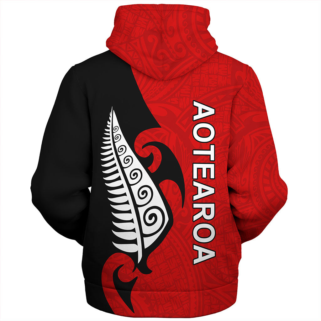 New Zealand Sherpa Hoodie Custom Aotearoa Silver Fern Koru Design