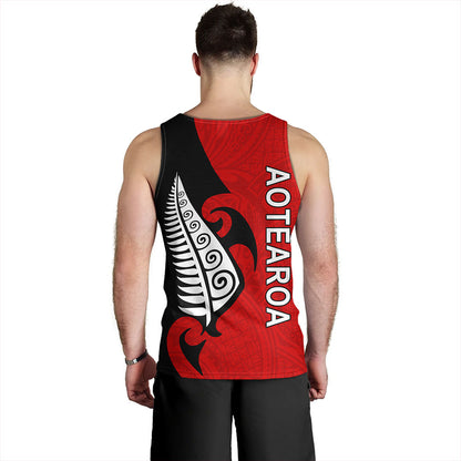 New Zealand Tank Top Custom Aotearoa Silver Fern Koru Design