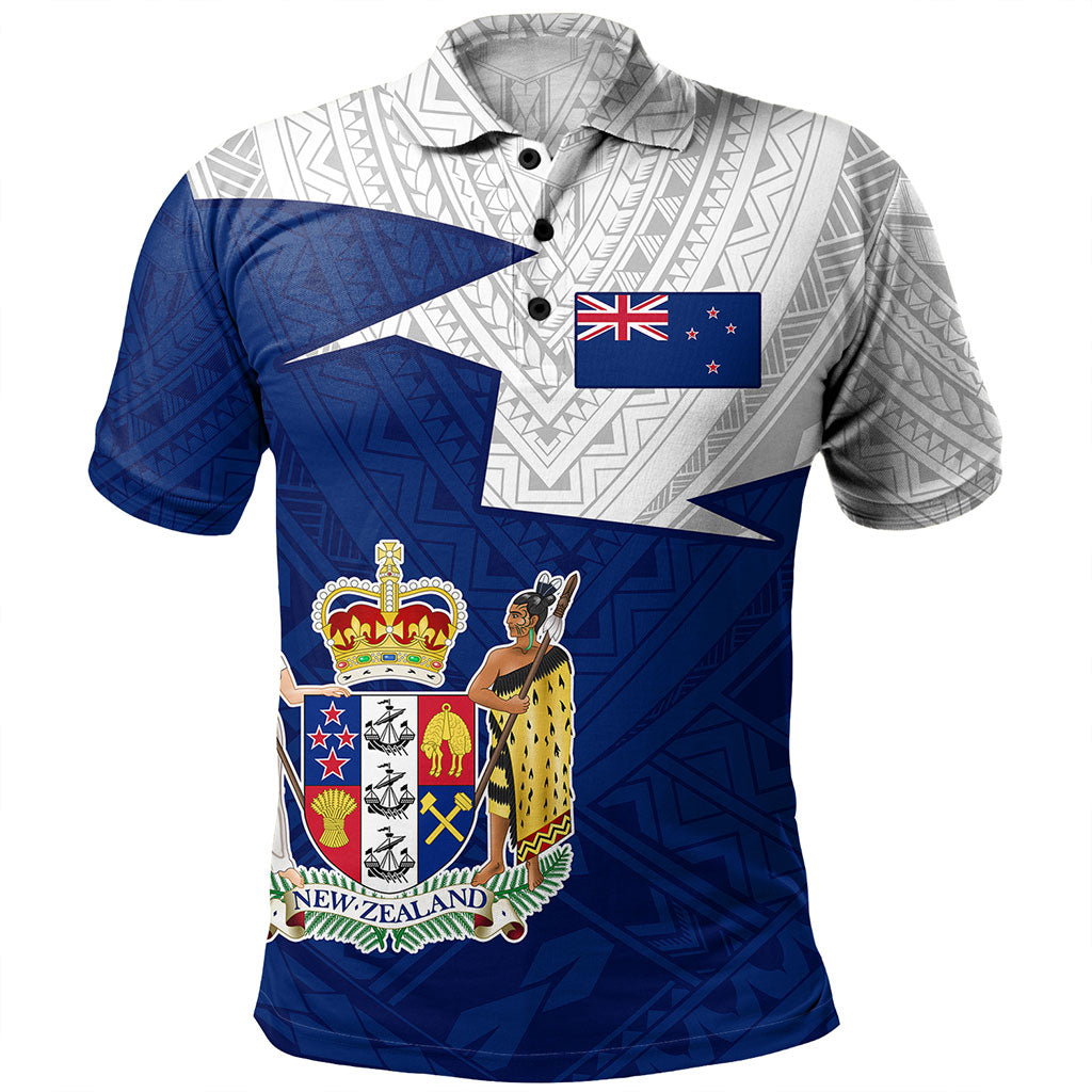 New Zealand Polo Shirt Polynesian Tattoo Flag And Coat Of Arms