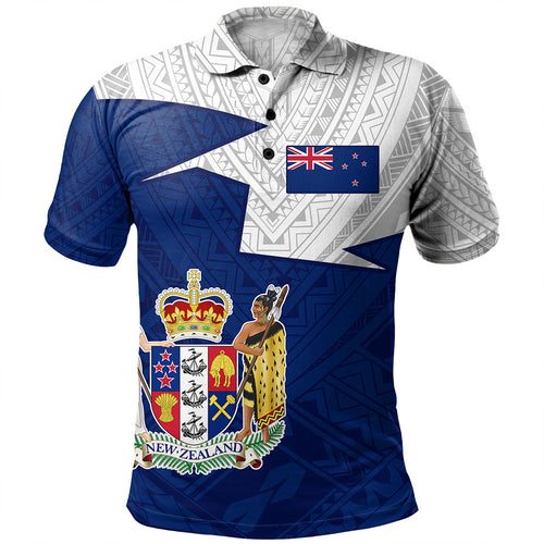 New Zealand Polo Shirt Polynesian Tattoo Flag And Coat Of Arms