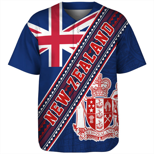 New Zealand Baseball Shirt Flag And Coat Of Arms