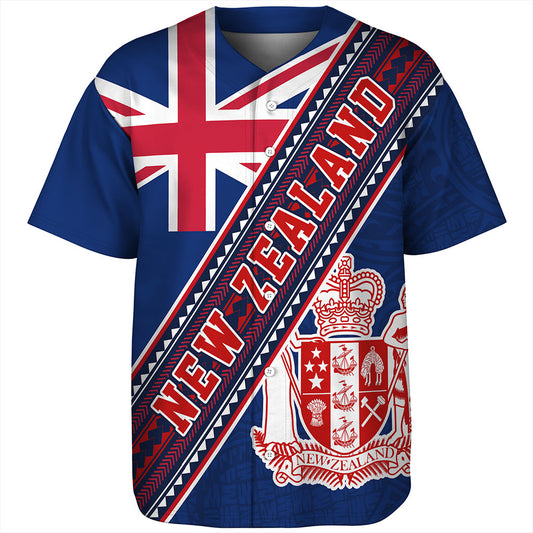 New Zealand Baseball Shirt Flag And Coat Of Arms