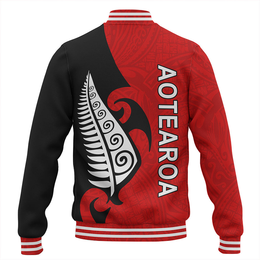 New Zealand Baseball Jacket Custom Aotearoa Silver Fern Koru Design