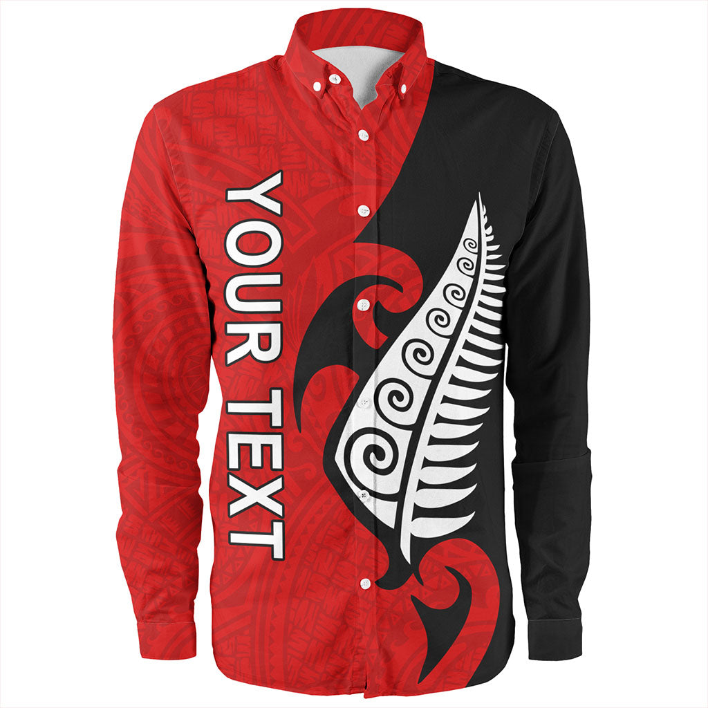 New Zealand Long Sleeve Shirt Custom Aotearoa Silver Fern Koru Design