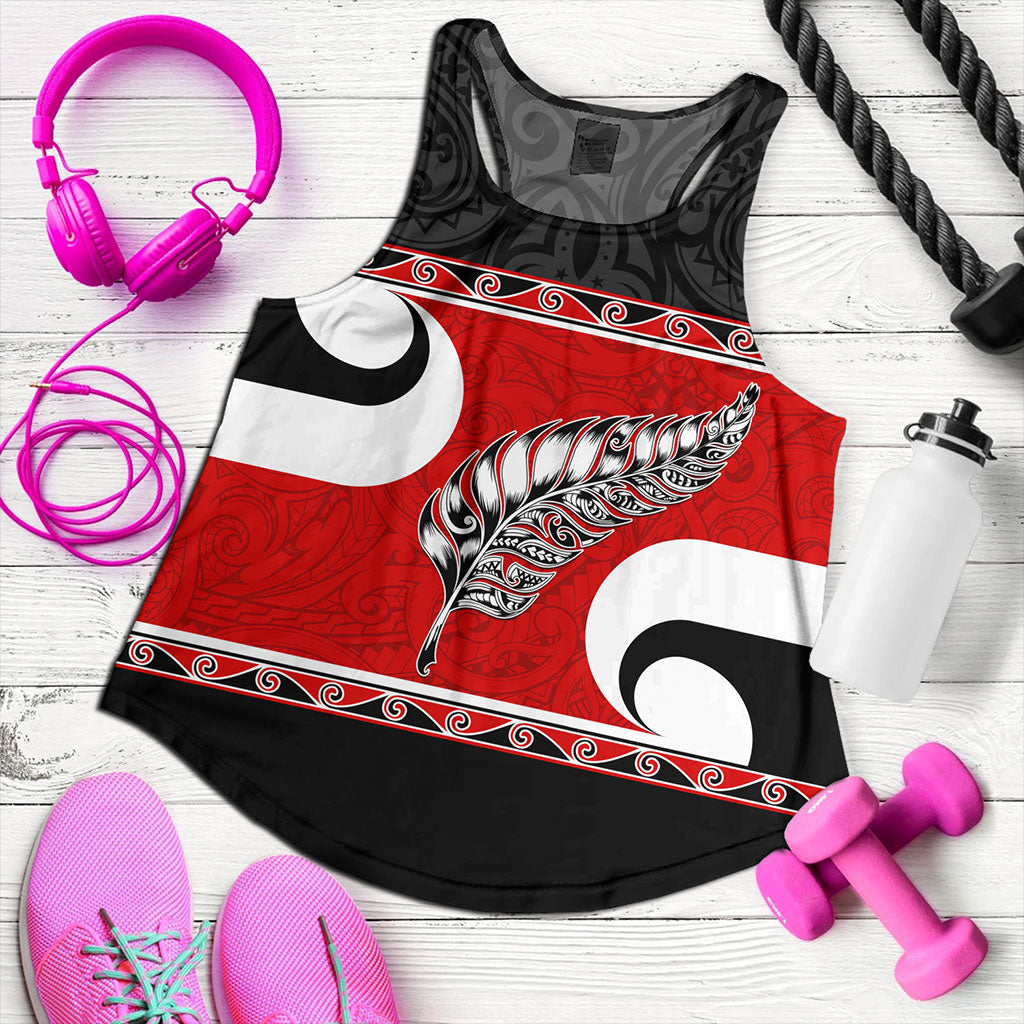 New Zealand Women Tank Silver Fern Flag Style