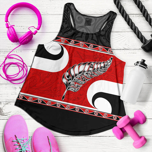 New Zealand Women Tank Silver Fern Flag Style