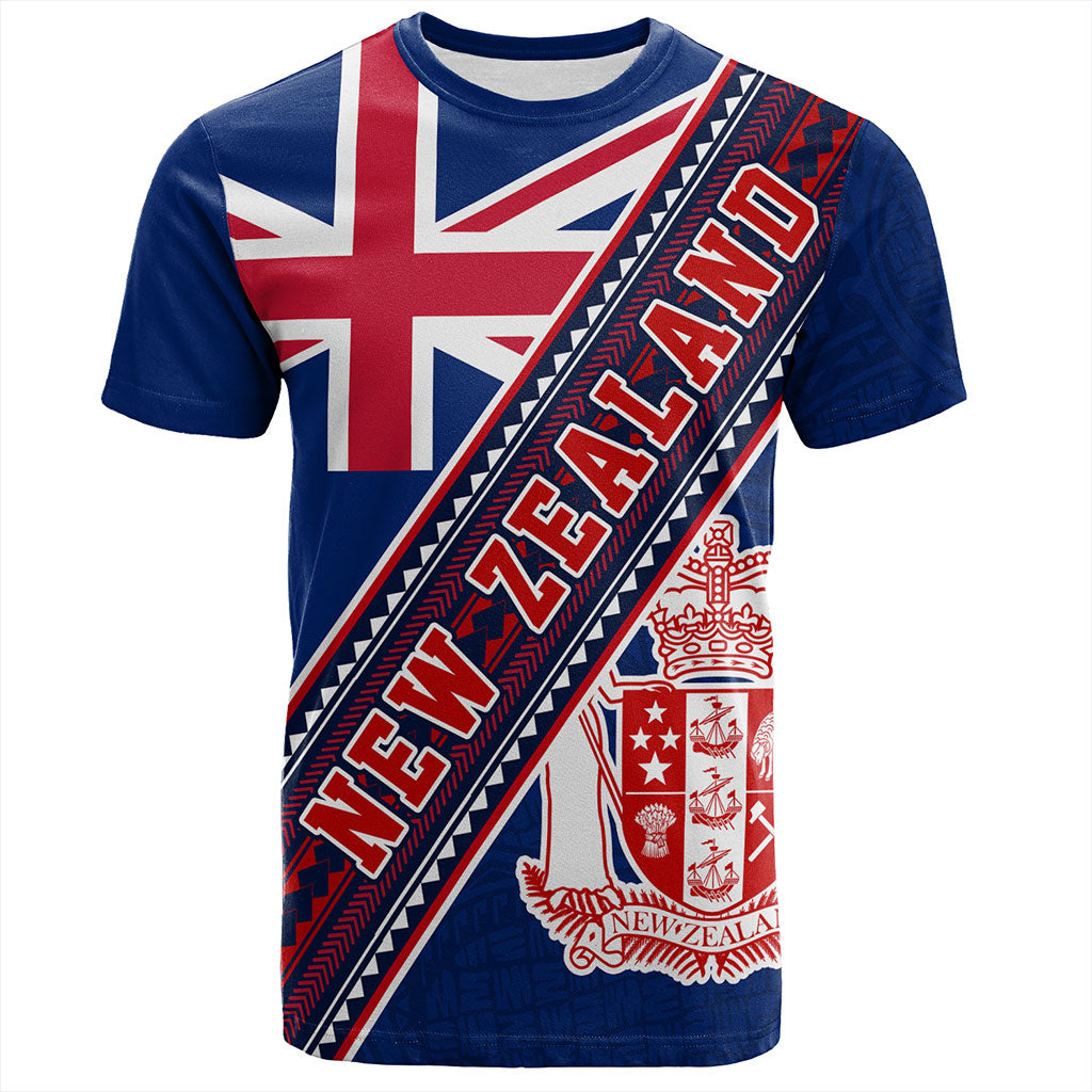 New Zealand T-Shirt Flag And Coat Of Arms
