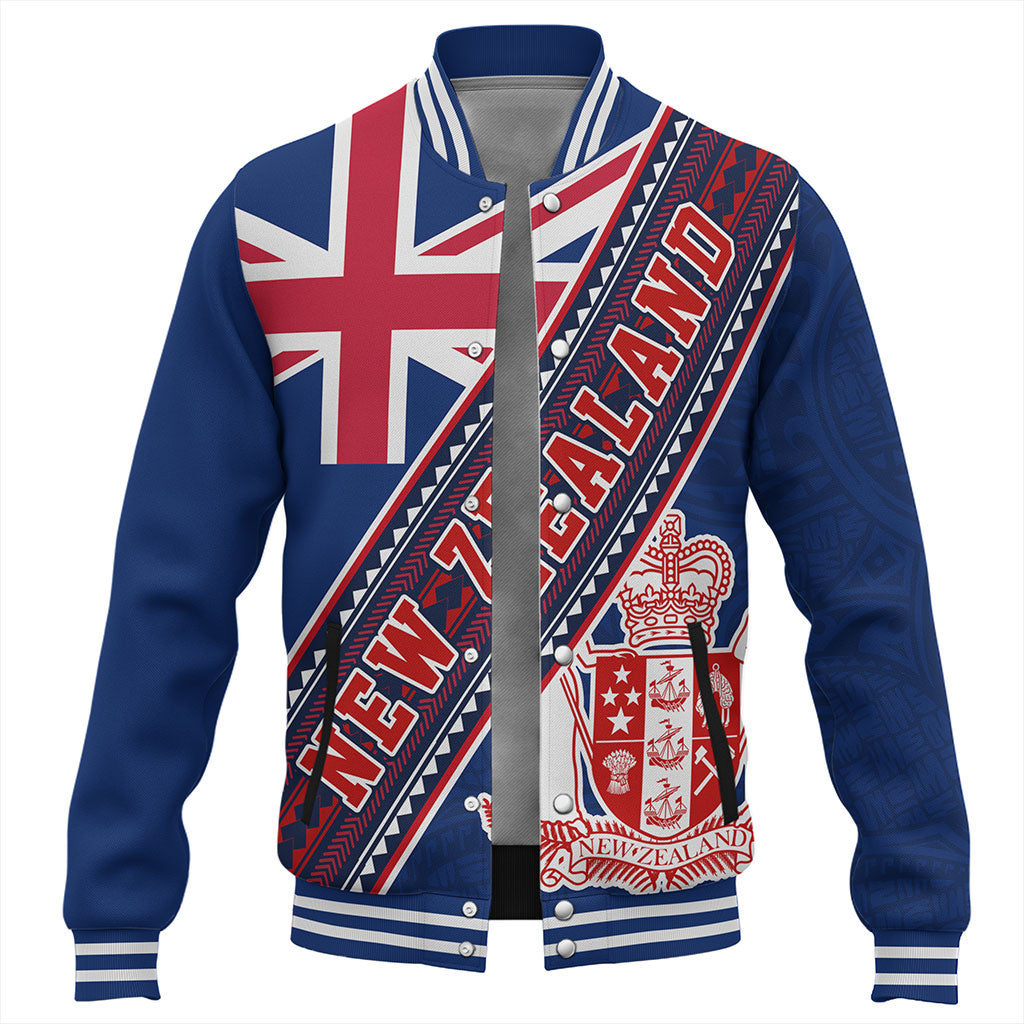 New Zealand Baseball Jacket Flag And Coat Of Arms