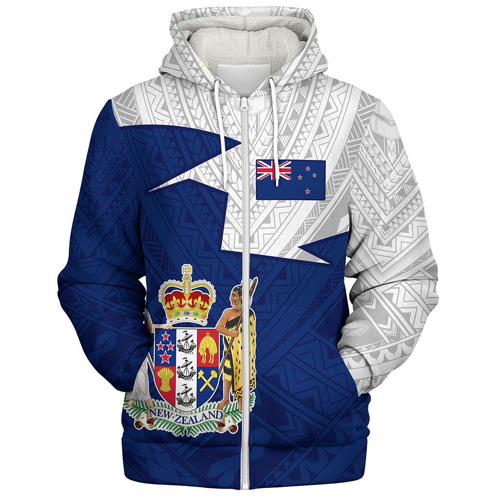 New Zealand Sherpa Hoodie Polynesian Tattoo Flag And Coat Of Arms