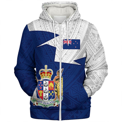 New Zealand Sherpa Hoodie Polynesian Tattoo Flag And Coat Of Arms