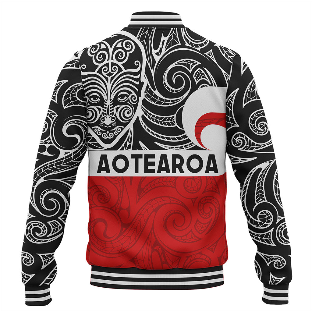 New Zealand Baseball Jacket Aotearoa Maori Haka Face
