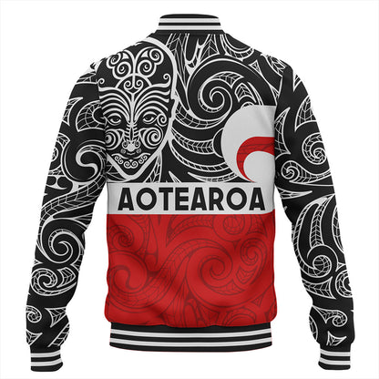 New Zealand Baseball Jacket Aotearoa Maori Haka Face