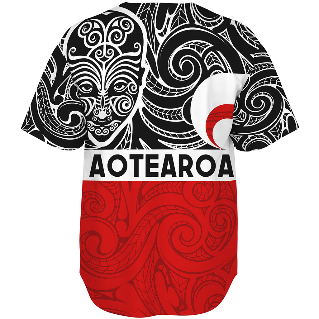New Zealand Baseball Shirt Aotearoa Maori Haka Face