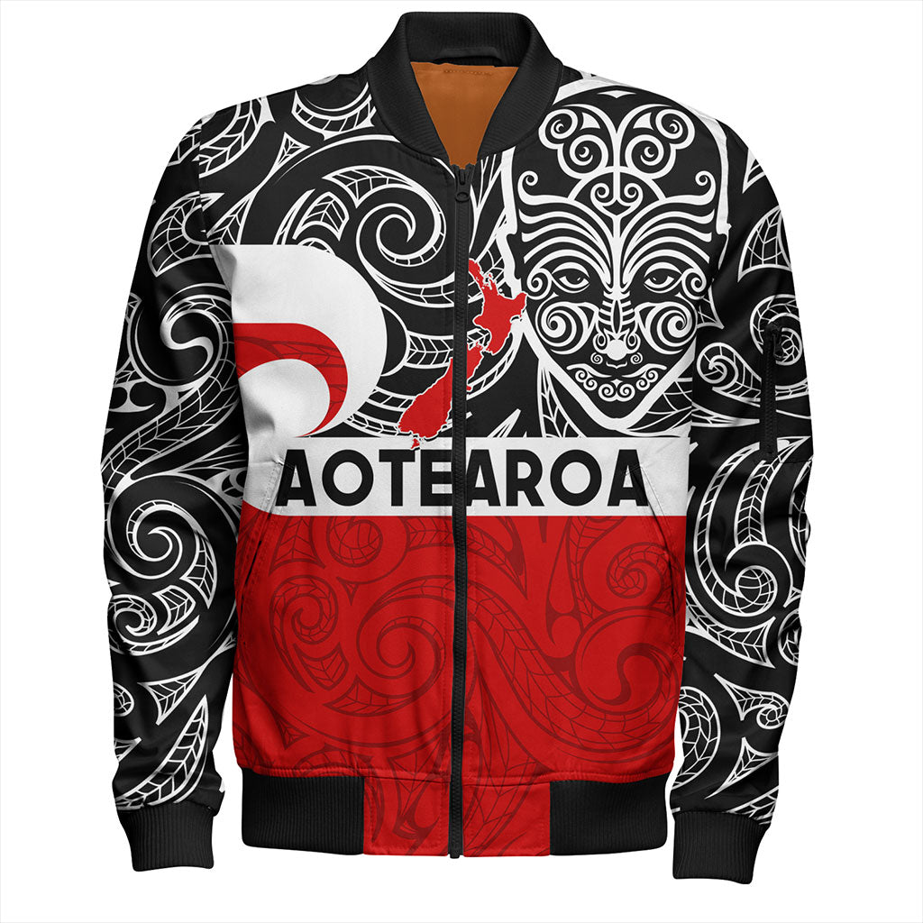 New Zealand Bomber Jacket Aotearoa Maori Haka Face