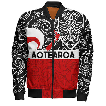 New Zealand Bomber Jacket Aotearoa Maori Haka Face