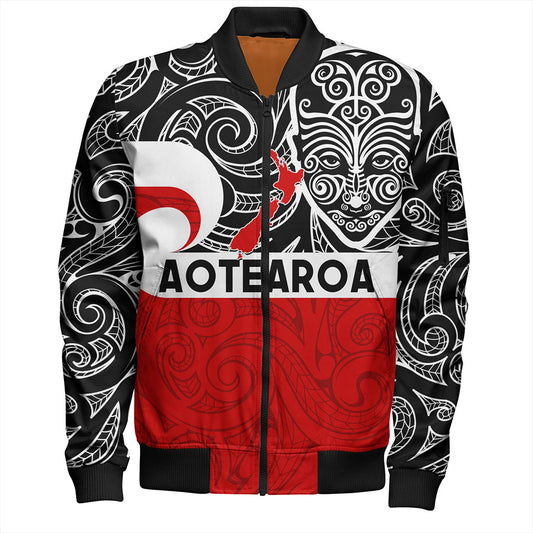 New Zealand Bomber Jacket Aotearoa Maori Haka Face