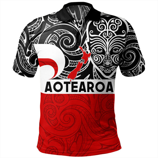 New Zealand Polo Shirt Aotearoa Maori Haka Face