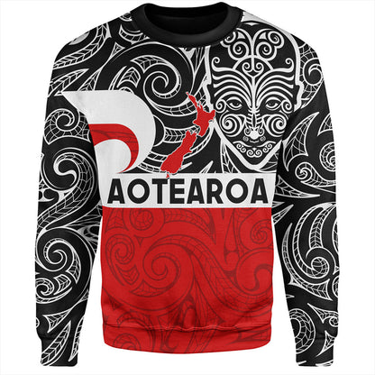 New Zealand Sweatshirt Aotearoa Maori Haka Face
