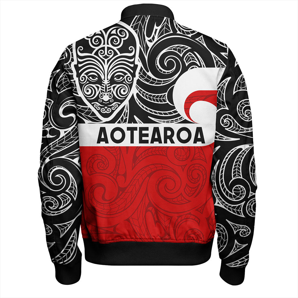 New Zealand Bomber Jacket Aotearoa Maori Haka Face