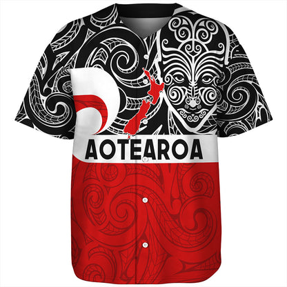 New Zealand Baseball Shirt Aotearoa Maori Haka Face