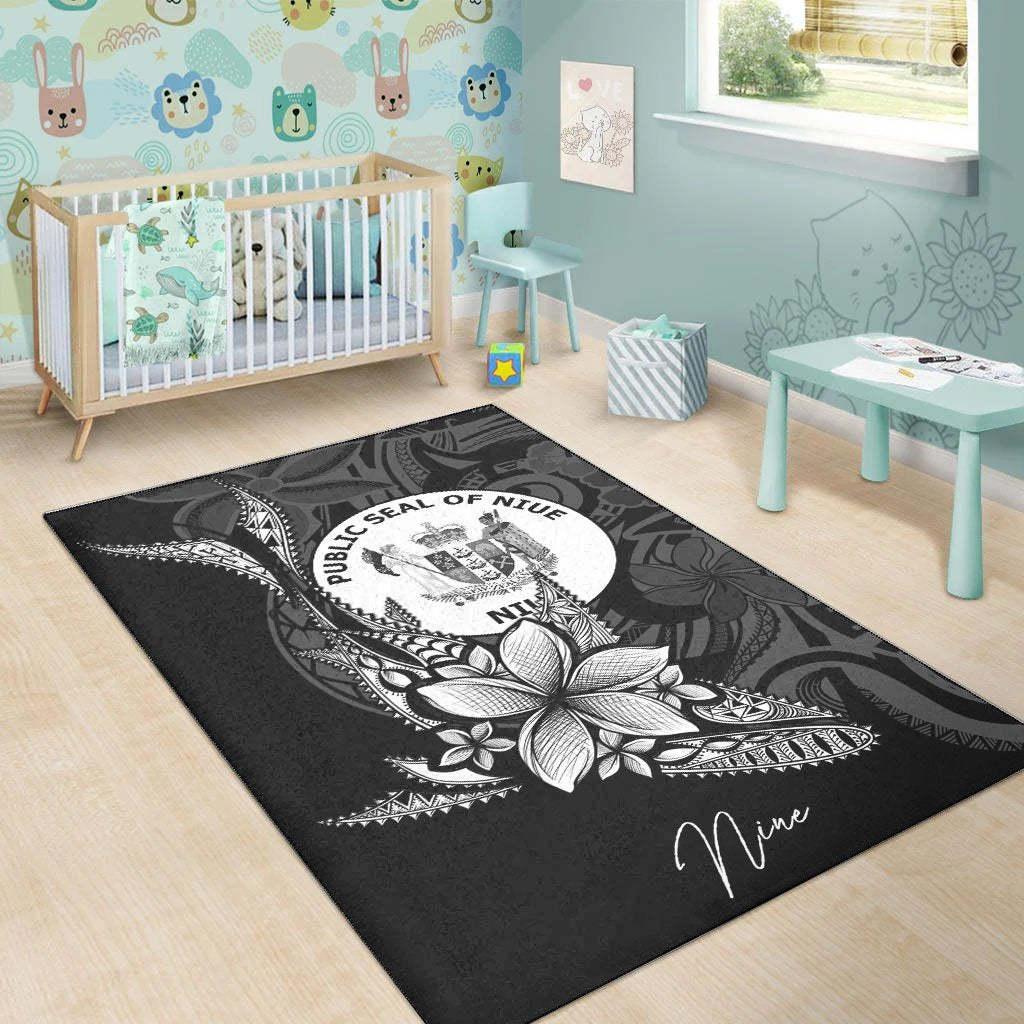 Niue Area Rug - Fish With Plumeria Flowers Style