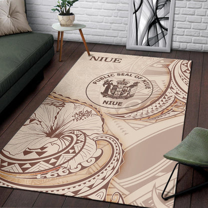 Niue Area Rug - Hibiscus Flowers Vintage Style
