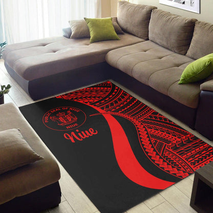 Niue Area Rug - Red Polynesian Tentacle Tribal Pattern