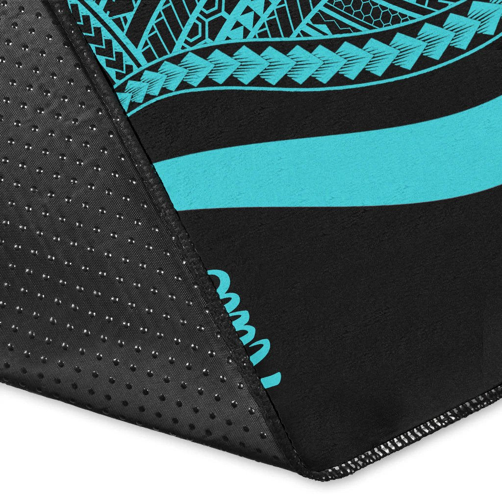 Niue Area Rug - Turquoise Polynesian Tentacle Tribal Pattern
