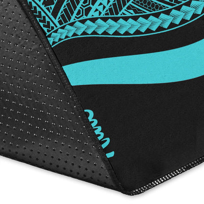 Niue Area Rug - Turquoise Polynesian Tentacle Tribal Pattern