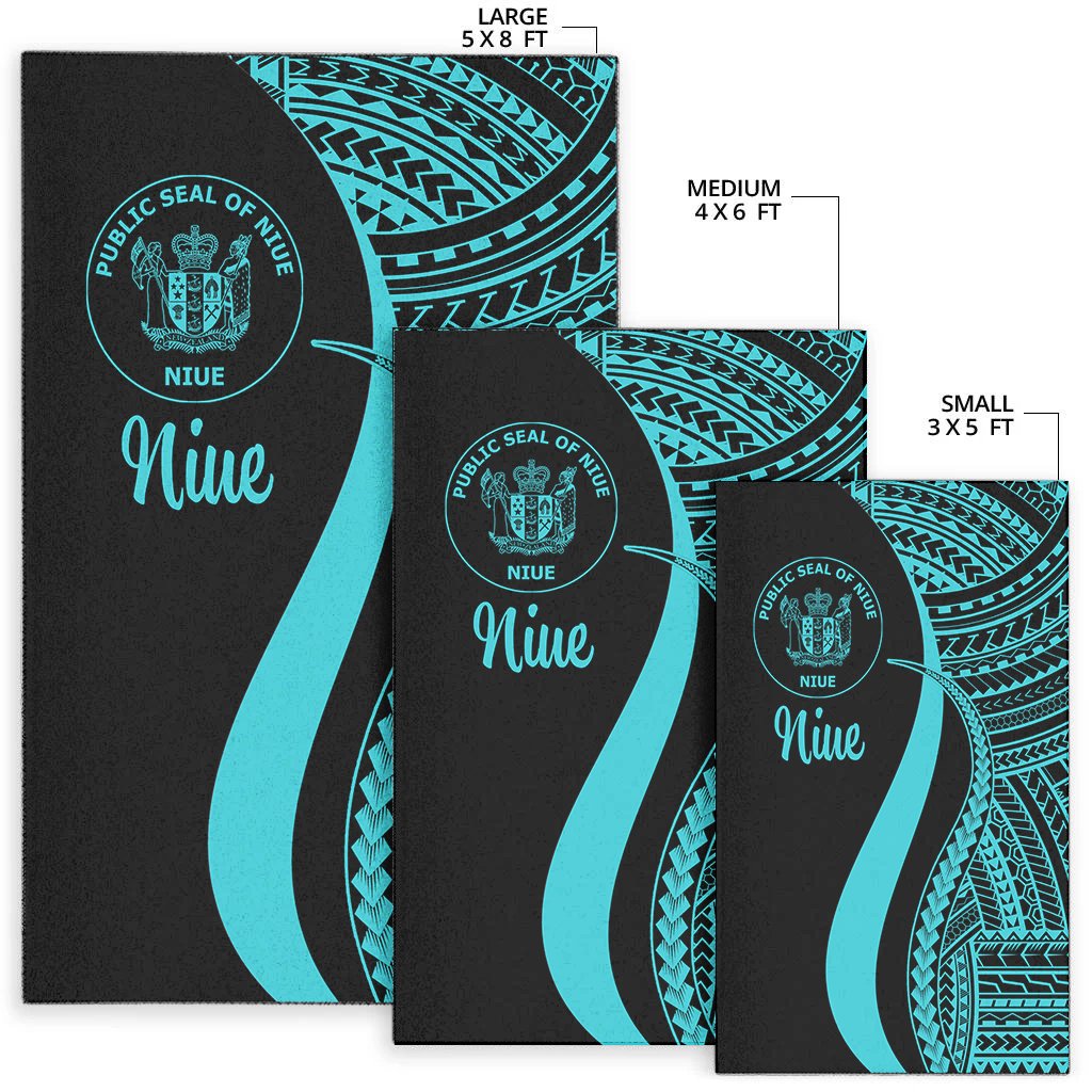 Niue Area Rug - Turquoise Polynesian Tentacle Tribal Pattern