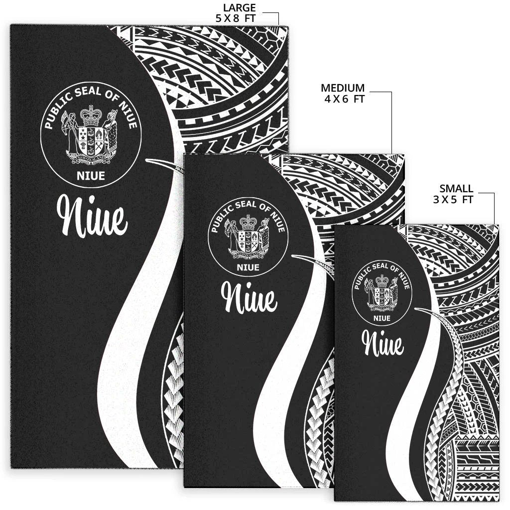 Niue Area Rug - White Polynesian Tentacle Tribal Pattern