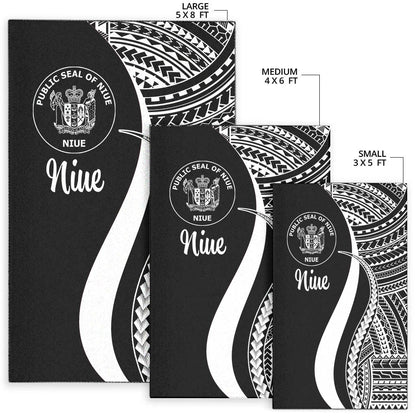 Niue Area Rug - White Polynesian Tentacle Tribal Pattern