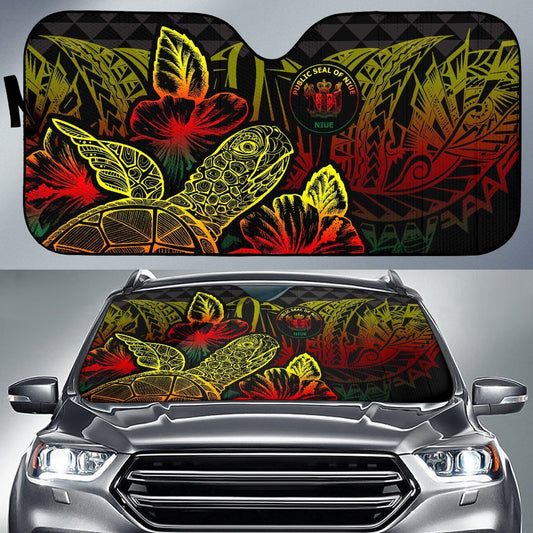 Niue Auto Sun Shades Turtle Hibiscus Reggae