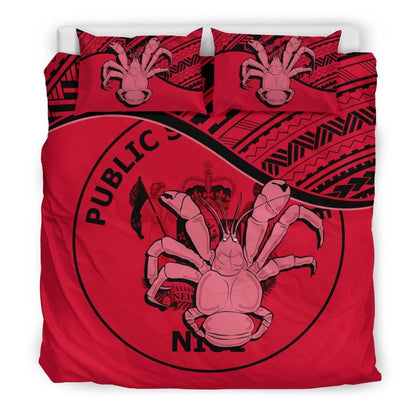 Niue Duvet Cover Set - Niue Coat Of Arms & Coconut Crab Red