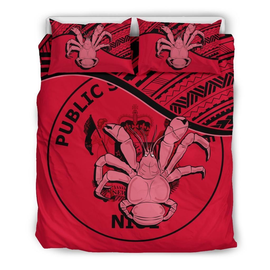 Niue Duvet Cover Set - Niue Coat Of Arms & Coconut Crab Red