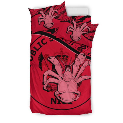 Niue Duvet Cover Set - Niue Coat Of Arms & Coconut Crab Red