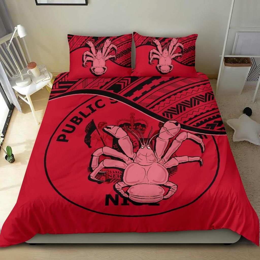 Niue Duvet Cover Set - Niue Coat Of Arms & Coconut Crab Red